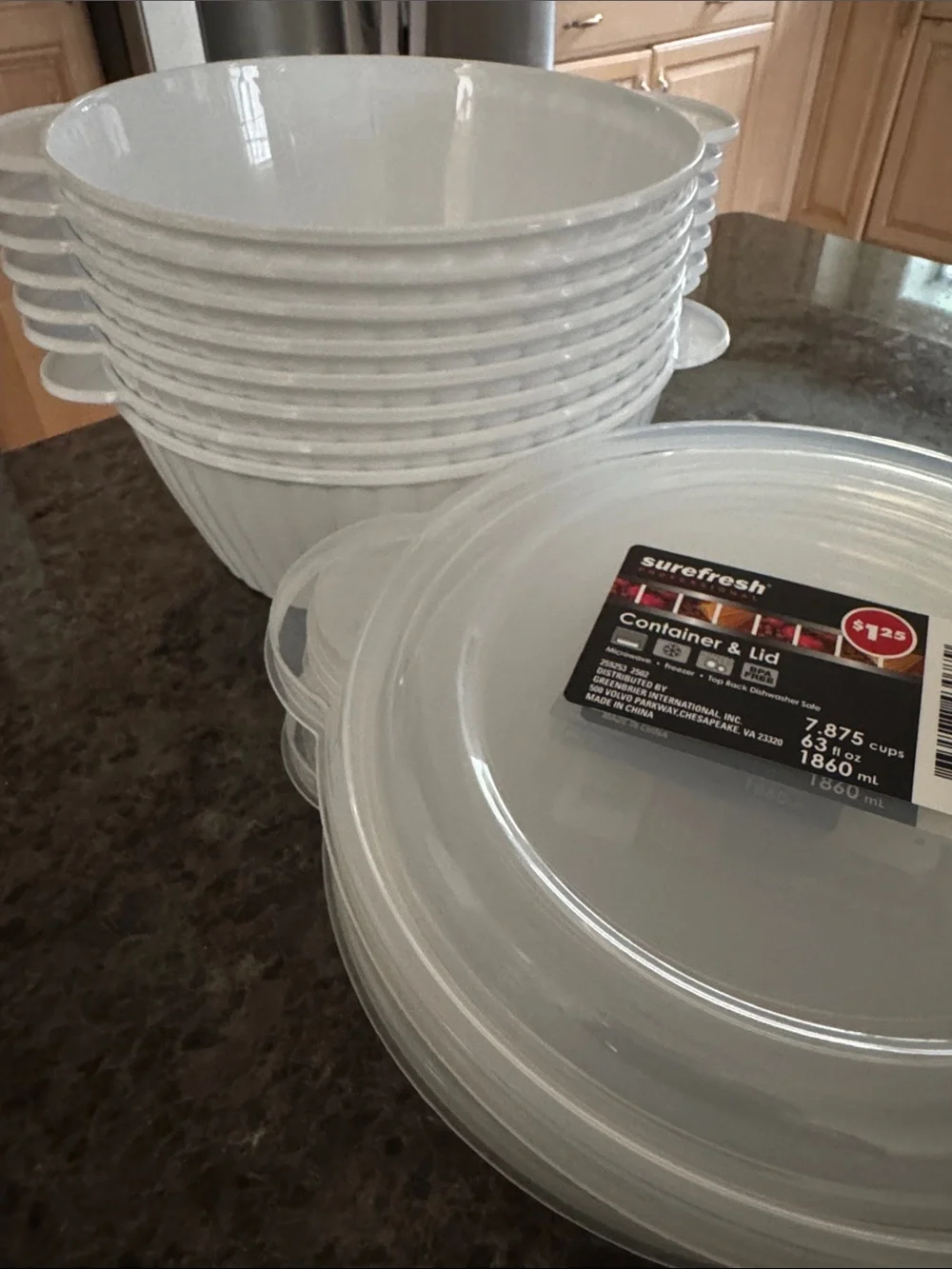 Surefresh White Plastic Container & Lid Set - Stackable Food Storage - 8 Total